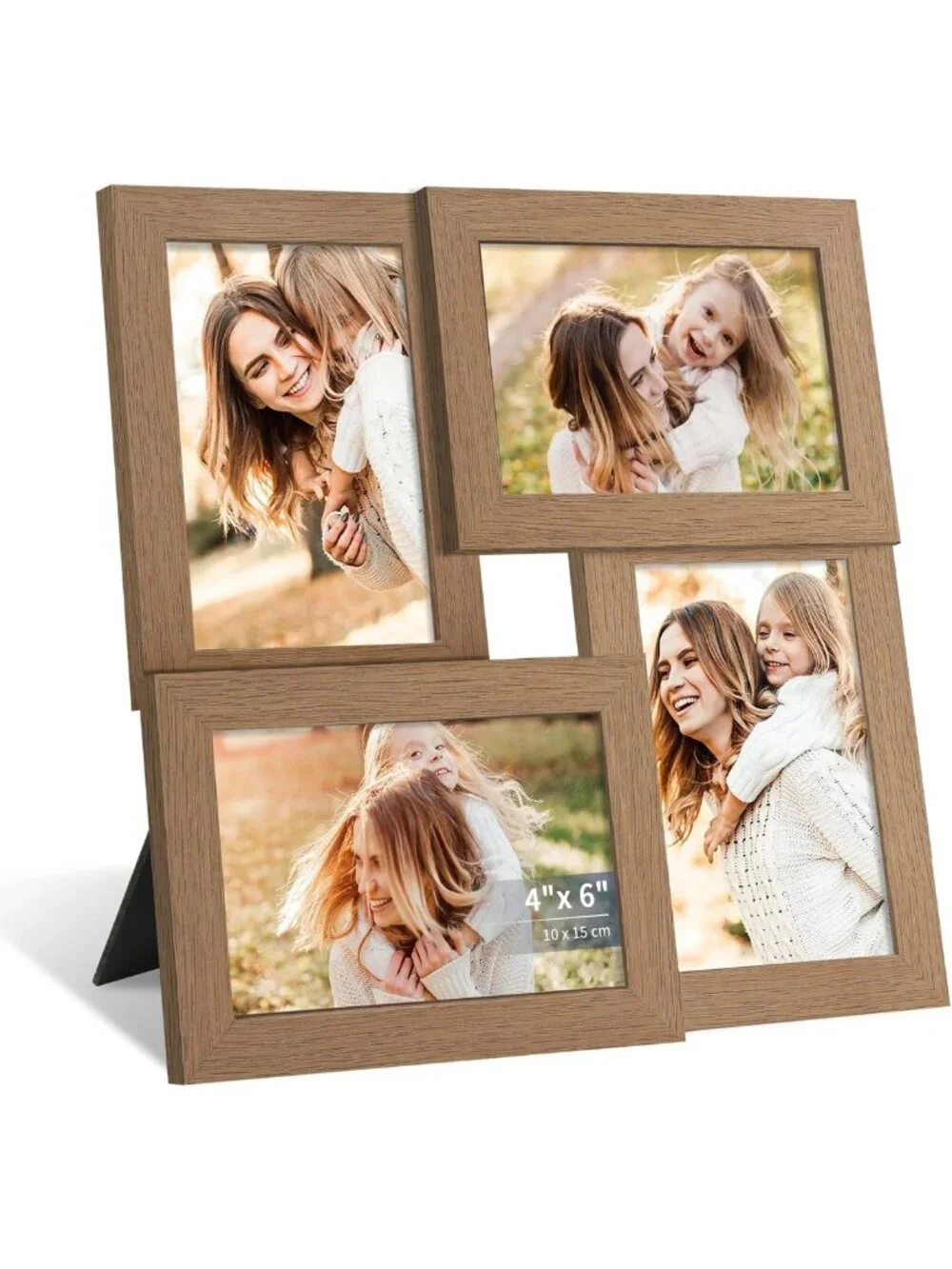 4x6 Multi Picture Frame - Wooden Collage Frame with Glass for Wall/Tabletop